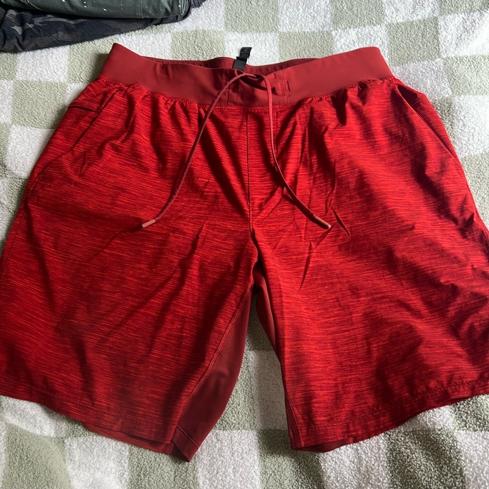 Great condition lululemon red linerless shorts size Large